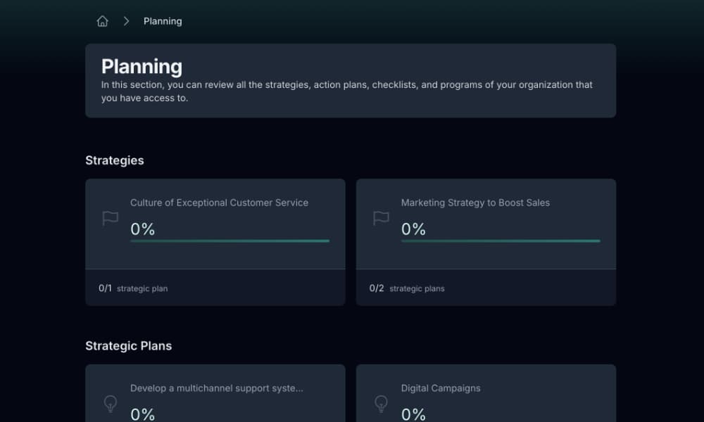 Planning Progress Dashboard