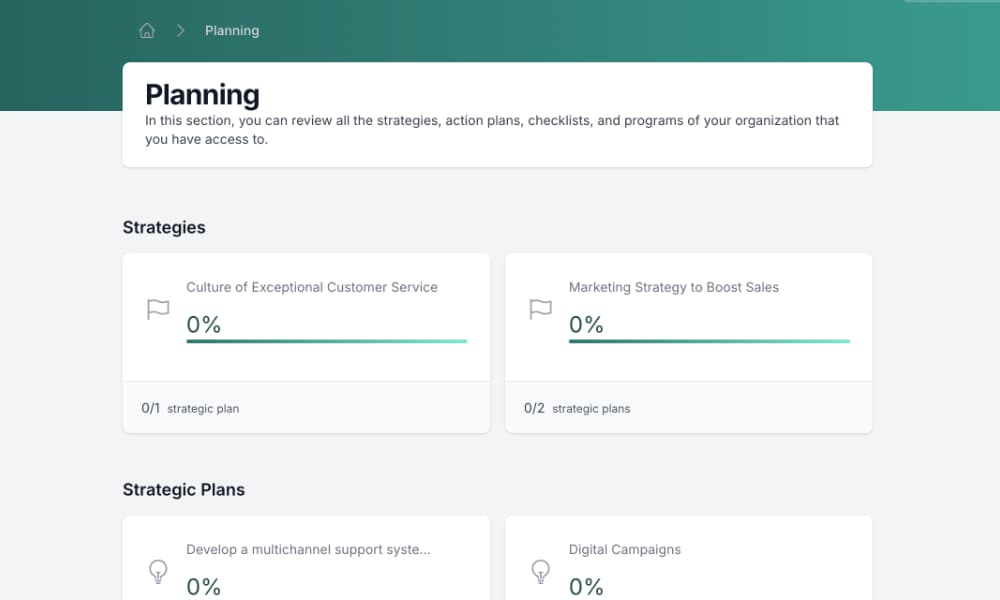 Planning Progress Dashboard